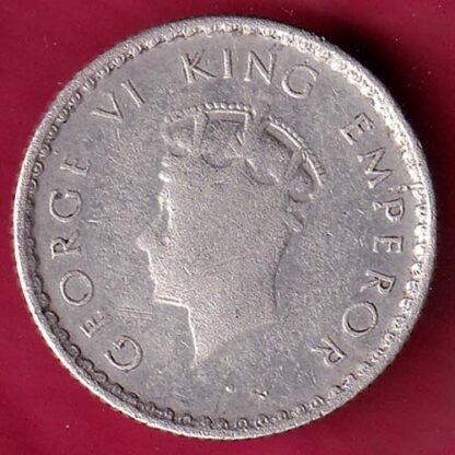 BRITISH INDIA 1940 GEORGE VI BOMBAY MINT 1/4 RUPEE SILVER COIN  – F4191