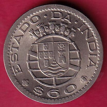 PORTUGUESE INDIA GOA 60 CENTAVOS 1958 COIN- F4216