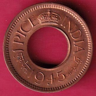 British india king george vi 1945 one pice beautiful copper Coin –F4251