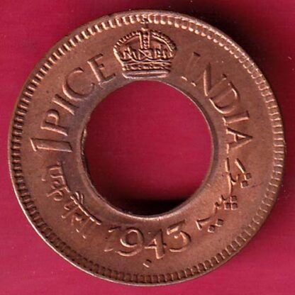 British india king george vi 1943 one pice beautiful copper coin – F4282
