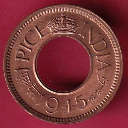 British india king george vi 1945 one pice beautiful copper Coin – F4285