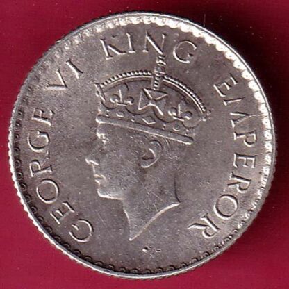 BRITISH INDIA 1940 GEORGE VI BOMBAY MINT 1/4 RUPEE SILVER COIN – F4287 - Image 2
