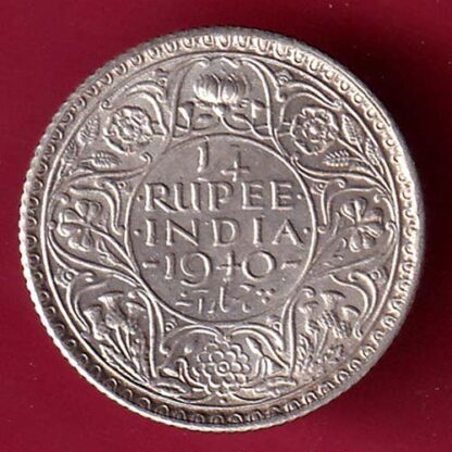 BRITISH INDIA 1940 GEORGE VI BOMBAY MINT 1/4 RUPEE SILVER COIN  – F4291