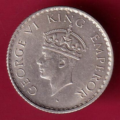 BRITISH INDIA 1940 GEORGE VI BOMBAY MINT 1/4 RUPEE SILVER COIN  – F4291 - Image 2