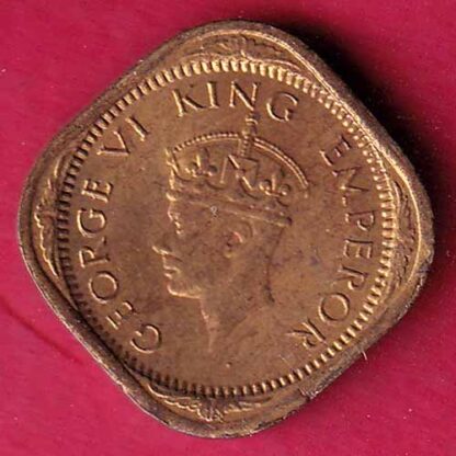 BRITISH INDIA 1943 GEORGE VI 1/2 ANNA RARE COIN – F4333 - Image 2