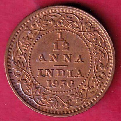 BRITISH INDIA 1936 GEORGE V 1/12 ANNA COIN  – F4335