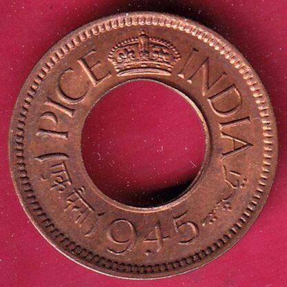 British india king bombay mint george vi 1945 one pice beautiful copper Coin  – F4344