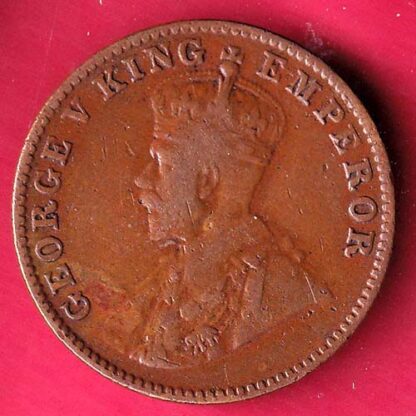 BRITISH INDIA 1924 GEORGE V ONE QUARTER ANNA COPPER COIN – F:4376 - Image 2