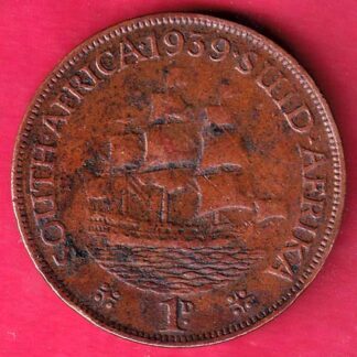 WORLD COIN SOUTH AFRICA 1939 SUID AFRIKA 1D GEORGIVS VI REX – F:4377
