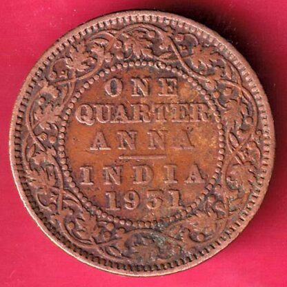 BRITISH INDIA 1931 ONE QURTER ANNA COPPER COIN  – F4382