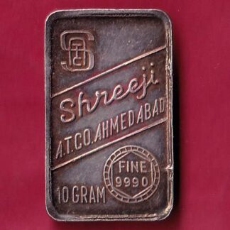 SILVER BAR : W – 4.95 gm : SHREEJI A.T.CO.AHMEDABAD 10 GRAM KALASH MARK BAR – F4410