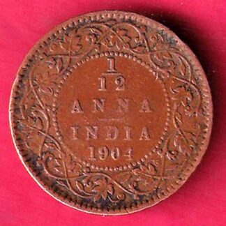 british india 1904 edward vii 1/12 anna copper coin  -FC1057