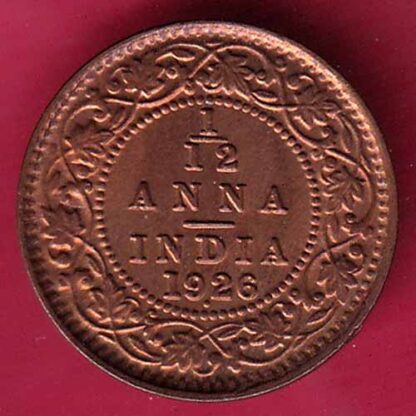BRITISH INDIA 1926 GEORGE V 1/12 ANNA COPPER COIN -FC1062