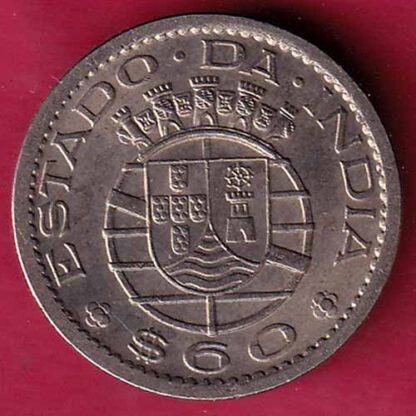 PORTUGUESE INDIA GOA 60 CENTAVOS 1958 COIN –FC1101