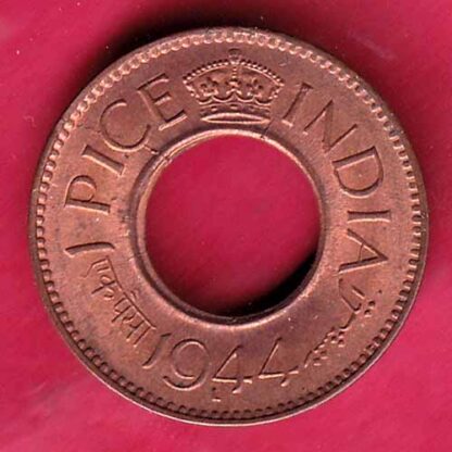 British india king george vi 1944 LAHORE MINT one pice copper coin -FC1133