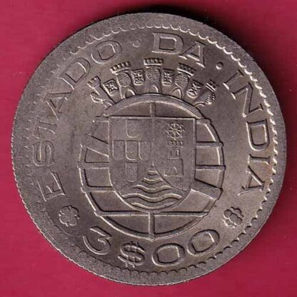 PORTUGUESE INDIA GOA 3 ESCUDO 1959 COIN –FC1143