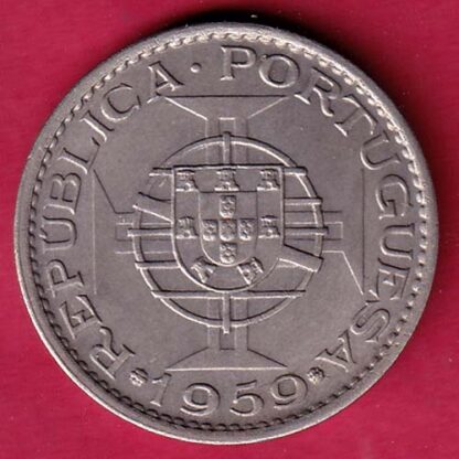 PORTUGUESE INDIA GOA 1 ESCUDO 1959 COIN– FC1176 - Image 2