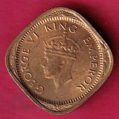 BRITISH INDIA 1944 GEORGE VI 1/2 ANNA COIN – FC1181 - Image 2