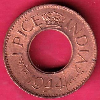 British india king george vi 1944 LAHORE MINT one pice copper coin- FC946