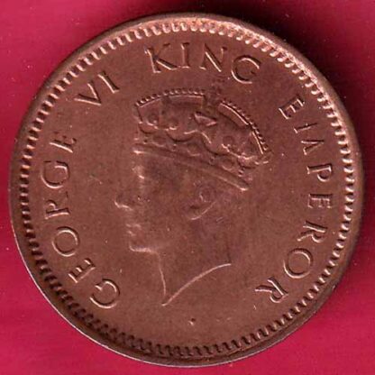BRITISH INDIA 1939 1/2 pice  COPPER COIN – FC989 - Image 2