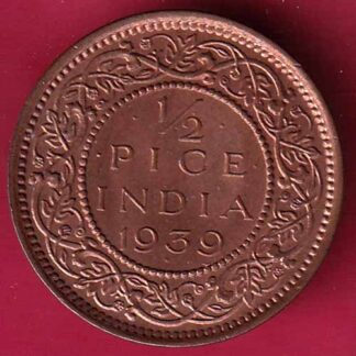 BRITISH INDIA 1939 1/2 pice  COPPER COIN – FC989