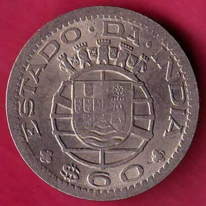 PORTUGUESE INDIA GOA 60 CENTAVOS 1958 COIN –FC1114 - Image 2