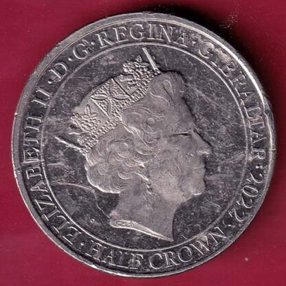 ELIZABETH II D.G. REGINA GIBRALTAR 2022 HALF CROWN THE RIGHT TO LIVE IN PEACE  – F4491 - Image 2