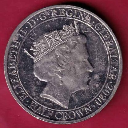 ELIZABETH II DEI-GRA REGINA. GIBRALTAR 2020 HALF CROWN NEWER WAS SO MUCH OWED BY SOMANYTO SO FEW –FC1498 - Image 2