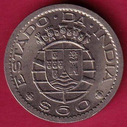 PORTUGUESE INDIA GOA 60 CENTAVOS 1958 COIN– FC1556