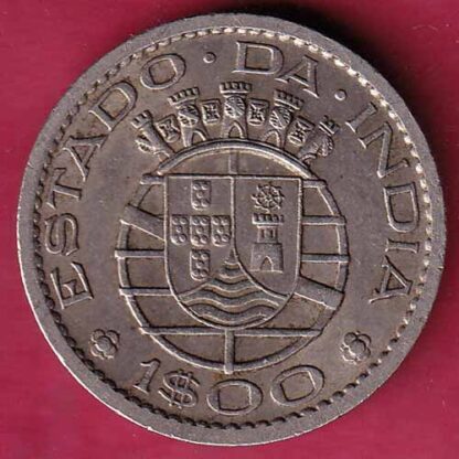 PORTUGUESE INDIA GOA 1 ESCUDO 1958 RARE COIN– FC1652 - Image 2
