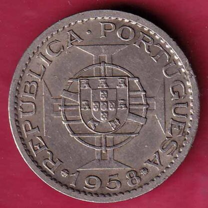 PORTUGUESE INDIA GOA 1 ESCUDO 1958 RARE COIN– FC1652