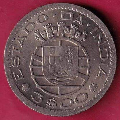 PORTUGUESE INDIA GOA 3 ESCUDO 1959 COIN – FC1654 - Image 2