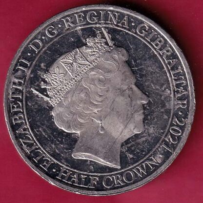 ELIZABETH II DEI-GRA REGINA. GIBRALTAR 2021 half crown fight through to final victory - F4564 - Image 2