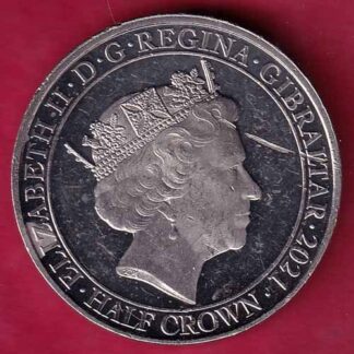ELIZABETH II DEI-GRA REGINA. GIBRALTAR 2021 half crown fight through to final victory  – FC1650