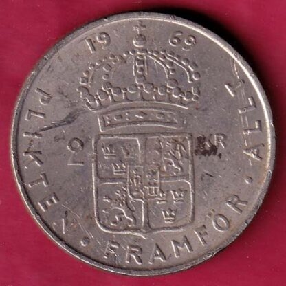 GUSTAF VI ADOLF SVERIGES KONUNG 2 Kronor 1969:-F4614 - Image 2