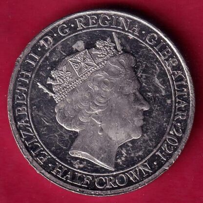 ELIZABETH II DEI-GRA REGINA. GIBRALTAR 2021 half crown fight through to final victory   :-F4636