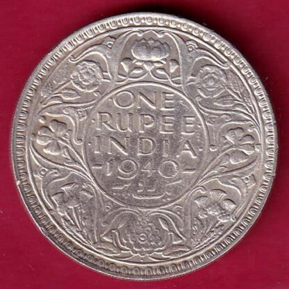 BRITISH INDIA 1940 GEORGE VI BOMBAY MINT ONE RUPEE SILVER COIN:-F4679 - Image 2