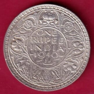 BRITISH INDIA 1940 GEORGE VI BOMBAY MINT ONE RUPEE SILVER COIN:-F4679