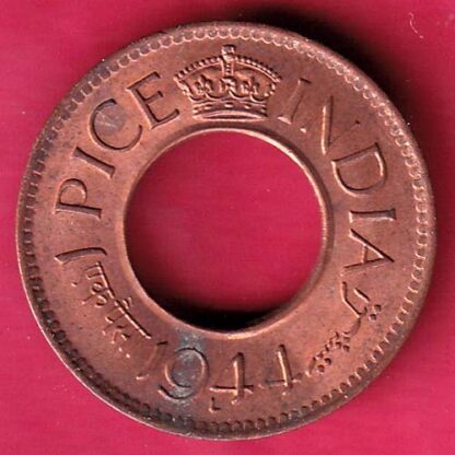 British india king george vi 1944 LAHORE MINT one pice copper coin – F4779
