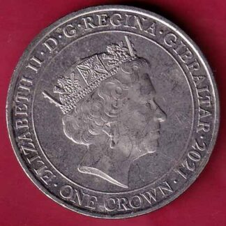 ELIZABETH II GIBRATAR II D.G. REGINA GIBRALTAR 2021 ONE CROWN - f4931