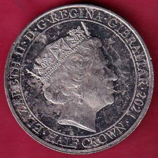 ELIZABETH II GIBRATAR II D.G. REGINA GIBRALTAR 2021 HALF CROWN- f4932