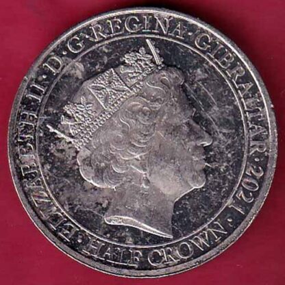 ELIZABETH II GIBRATAR II D.G. REGINA GIBRALTAR 2021 HALF CROWN- f4932