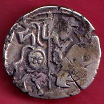 Hindushahia, kabul n gandhara silver drachma horseman n bull- f4937 - Image 2