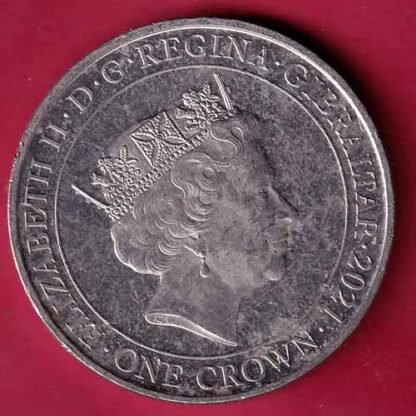 ELIZABETH II DEI-GRA REGINA. GIBRALTAR 2021 ONE CROWN FIGHT THROUGH TO FINAL VICTORY– FC1679 - Image 2