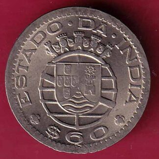 PORTUGUESE INDIA GOA 60 CENTAVOS 1958 COIN– FC1689
