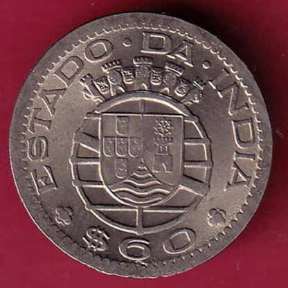 PORTUGUESE INDIA GOA 60 CENTAVOS 1958 COIN– FC1689