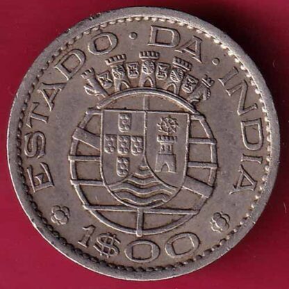 PORTUGUESE INDIA GOA 1 ESCUDO 1958 RARE COIN– FC1744