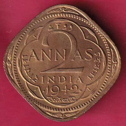 british india 1942 two annas george vi coin - FC1780