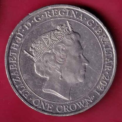 ELIZABETH II DEI-GRA REGINA. GIBRALTAR 2021 one  crown fight through to final victory- FC1783 - Image 2