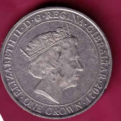ELIZABETH II DEI-GRA REGINA. GIBRALTAR 2021 FIGHT THROUGH TO FINAL VICTORY ONE CROWN- FC1989 - Image 2